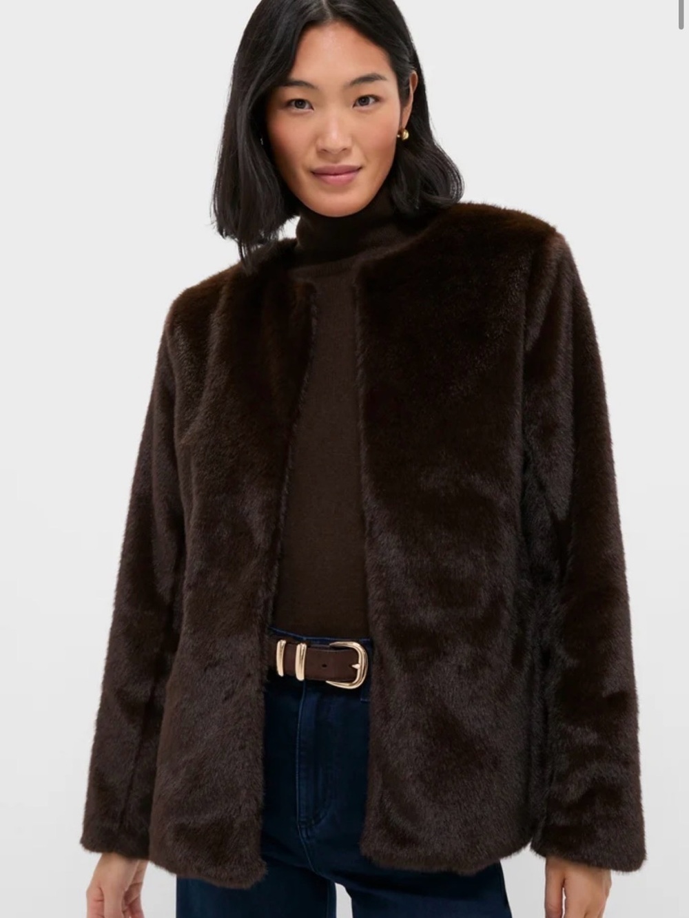 Line + Dot Dark Brown Cassidy Faux Fur Jacket $196 Nwt Medium M Tuckernuck